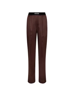 Dark brown silk satin pants