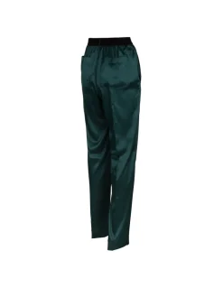 Dark emerald silk satin pants