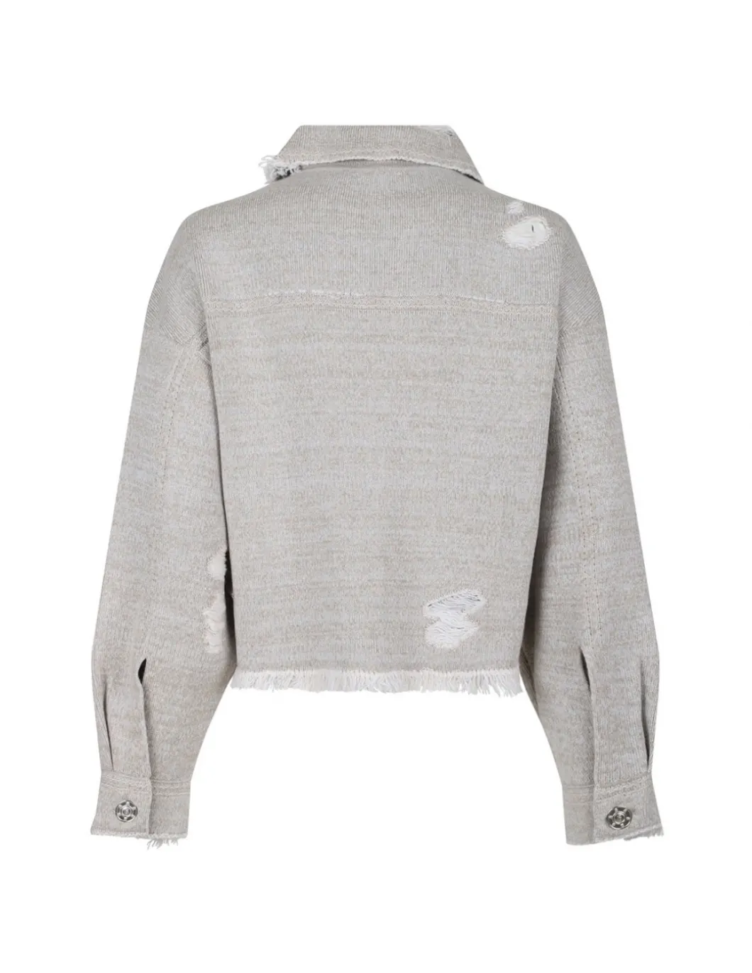 Denim fringed cashmere and cotton jacket