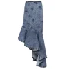 Denim spiral midi skirt