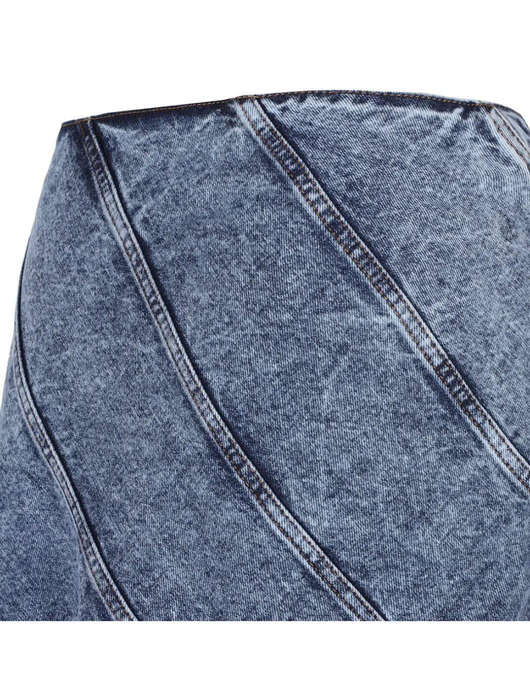 Denim spiral midi skirt