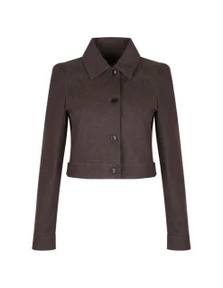 Denim-effect cropped jacket