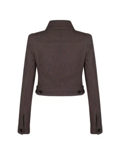 Denim-effect cropped jacket