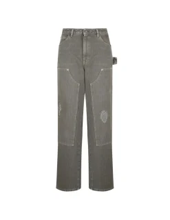 Destroyed pinstripes jeans