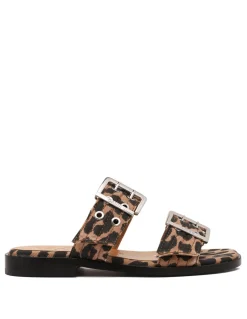 Feminine leopard denim sandals