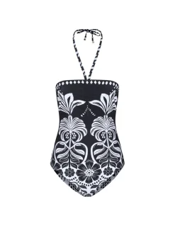 Flowers leopards one-piece swimsuit