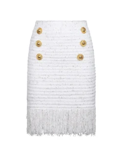 Fringed lurex tweed skirt
