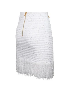 Fringed lurex tweed skirt