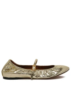 Gold-tone Mary Jane ballerinas