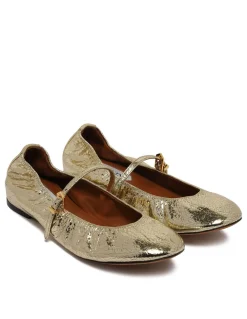 Gold-tone Mary Jane ballerinas