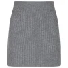 Gray ribbed-knit wool blend skirt