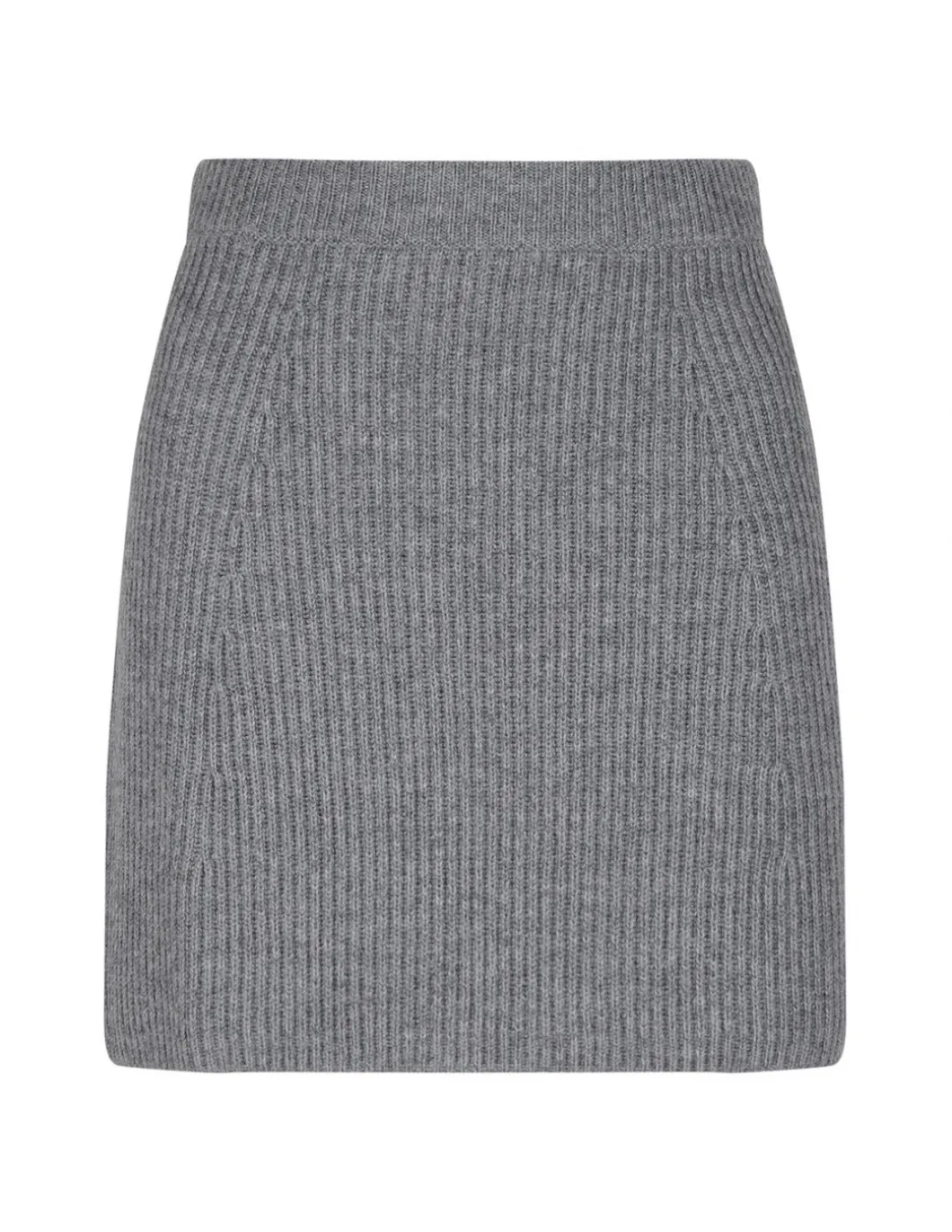 Gray ribbed-knit wool blend skirt