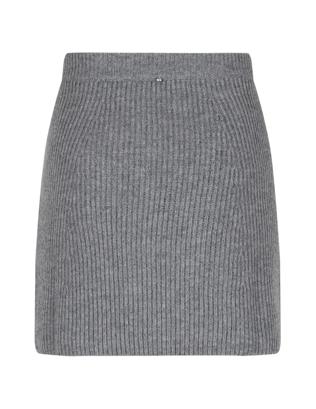 Gray ribbed-knit wool blend skirt