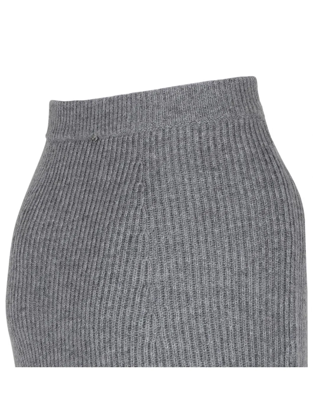 Gray ribbed-knit wool blend skirt