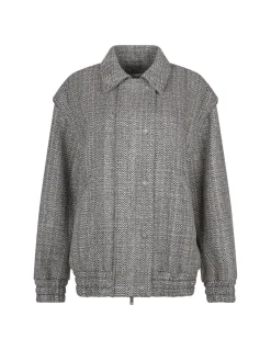 Herringbone wool bomber jacket