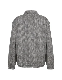 Herringbone wool bomber jacket