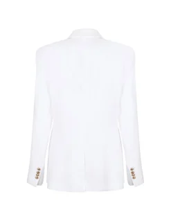 Ivory linen-blend gabardine blazer