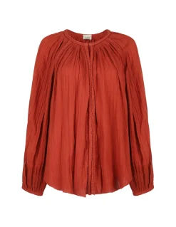 Jenna gathered cotton-gauze blouse
