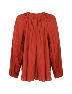 Jenna gathered cotton-gauze blouse