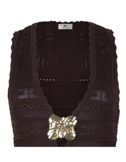 Knit dress with jewel flower
