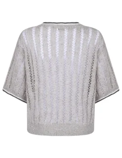Linen dazzling ribbed net sweater