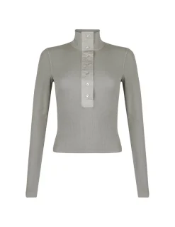 Long-sleeved rib cotton T-shirt