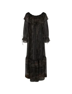Lurex paisley silk crepon dress