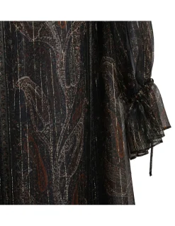 Lurex paisley silk crepon dress