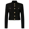 Metallic cropped peacoat jacket