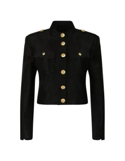 Metallic cropped peacoat jacket