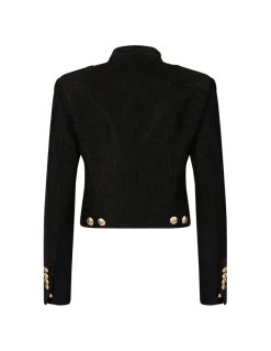 Metallic cropped peacoat jacket