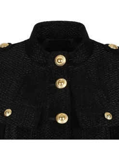 Metallic cropped peacoat jacket