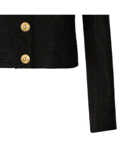 Metallic cropped peacoat jacket