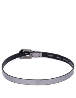 Metallic patent leather belt