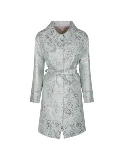 Mint green brocade long jacket