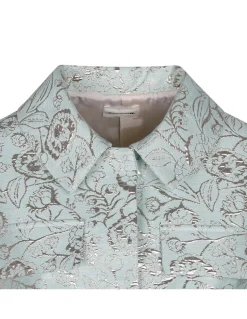 Mint green brocade long jacket