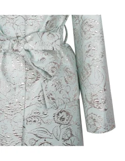 Mint green brocade long jacket
