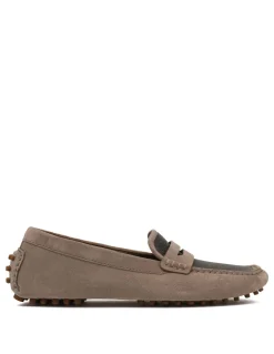 Monili-embellished suede loafers