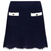 Navy crochet contrast trim mini skirt