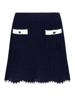 Navy crochet contrast trim mini skirt