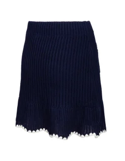 Navy crochet contrast trim mini skirt