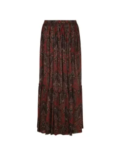 Paisley silk crepon skirt