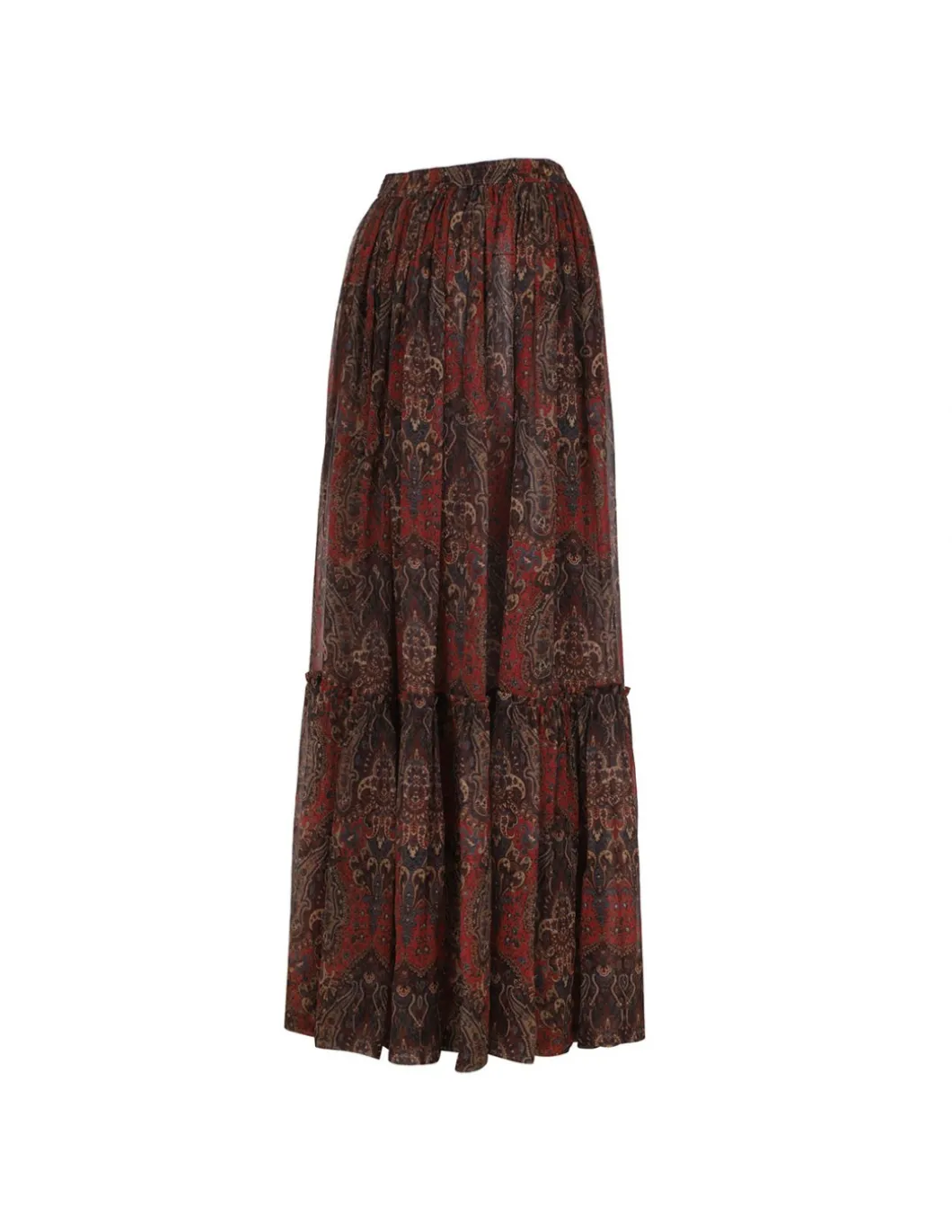 Paisley silk crepon skirt