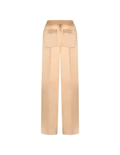 Pale beige silk satin pajama pants