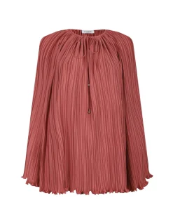 Peach pink pleated blouse