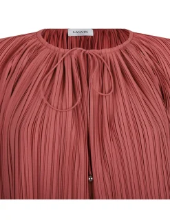 Peach pink pleated blouse