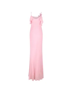 Pink georgette flower maxi dress