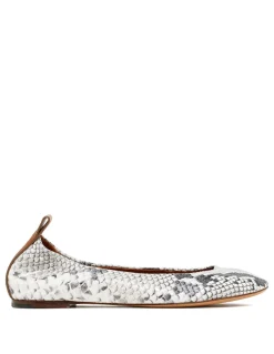 Python embossed leather ballerinas