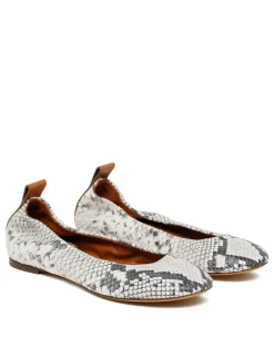 Python embossed leather ballerinas