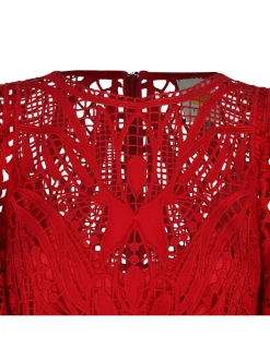 Red Nature guipure midi dress